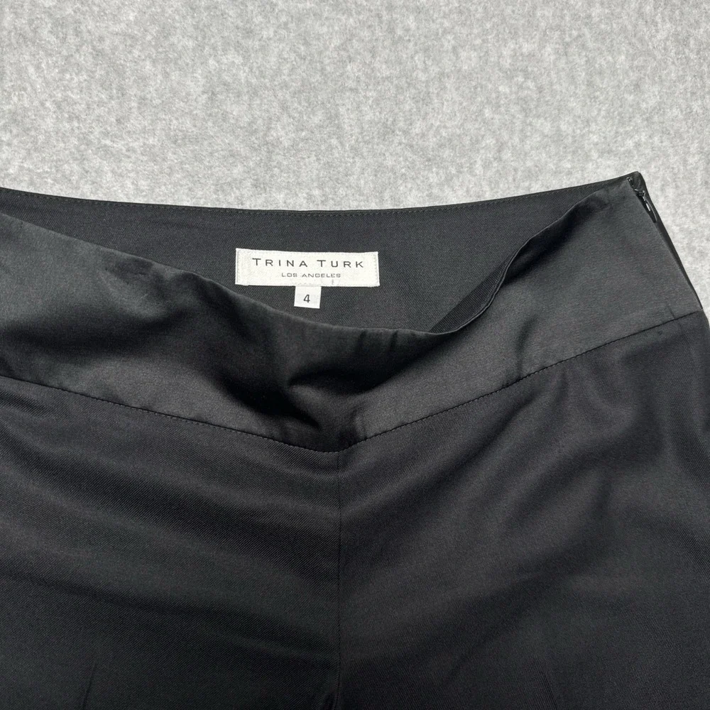 Trina Turk Black Wide Leg Dress Pants Office Classy Size 4 30X31‎ Style #289419
